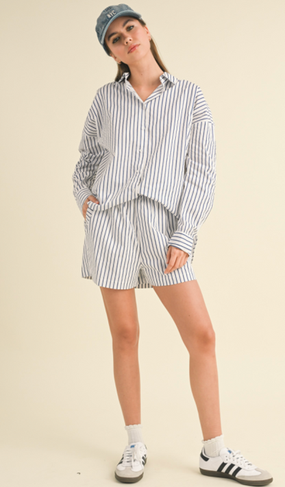 Aly Oversized Shirt & Shorts Set White