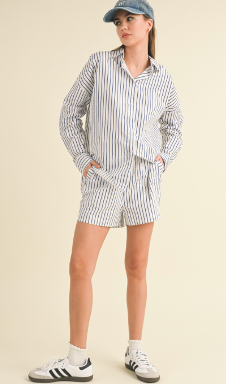 Aly Oversized Shirt & Shorts Set White