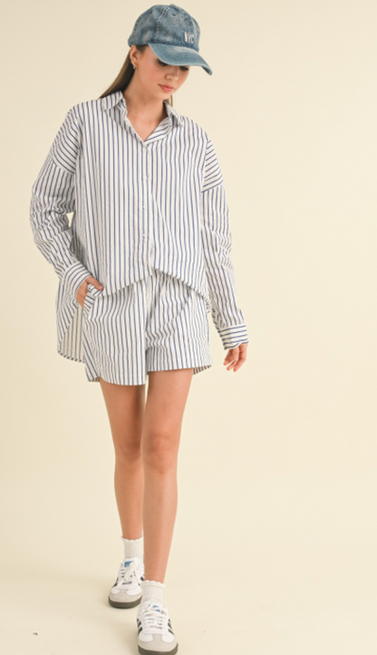 Aly Oversized Shirt & Shorts Set White