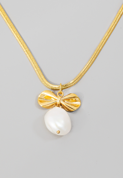 Pearl + Ribbon Necklace