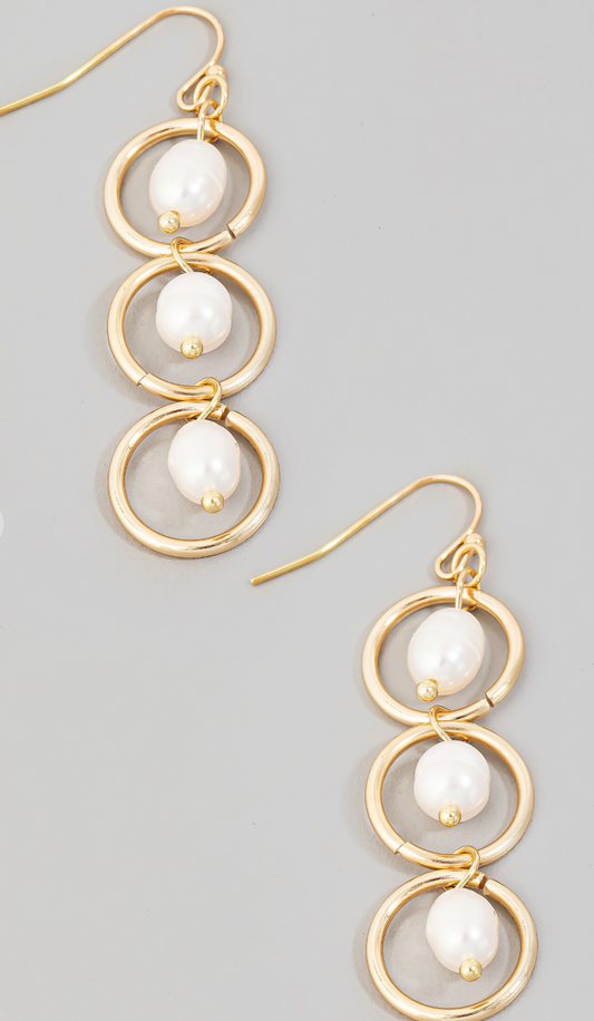 Pearl Hoop Drop Earrings