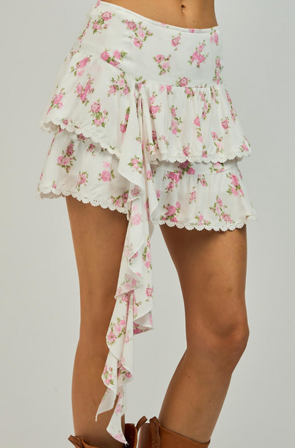 Soft Floral Ruffle Skirt