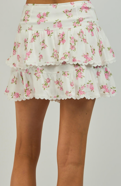 Soft Floral Ruffle Skirt