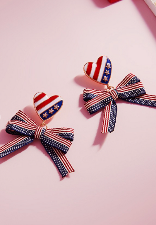 USA Flag Bow Earrings