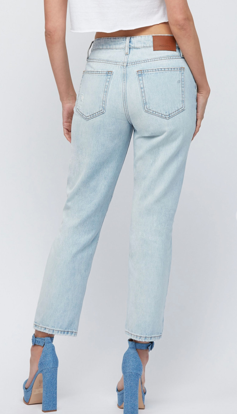 Distressed Straight Leg Jeans