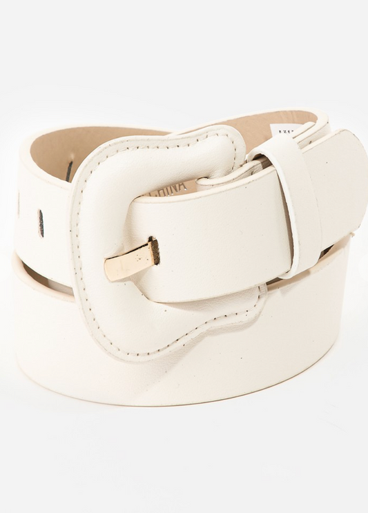 Ivory Faux Leather Belt