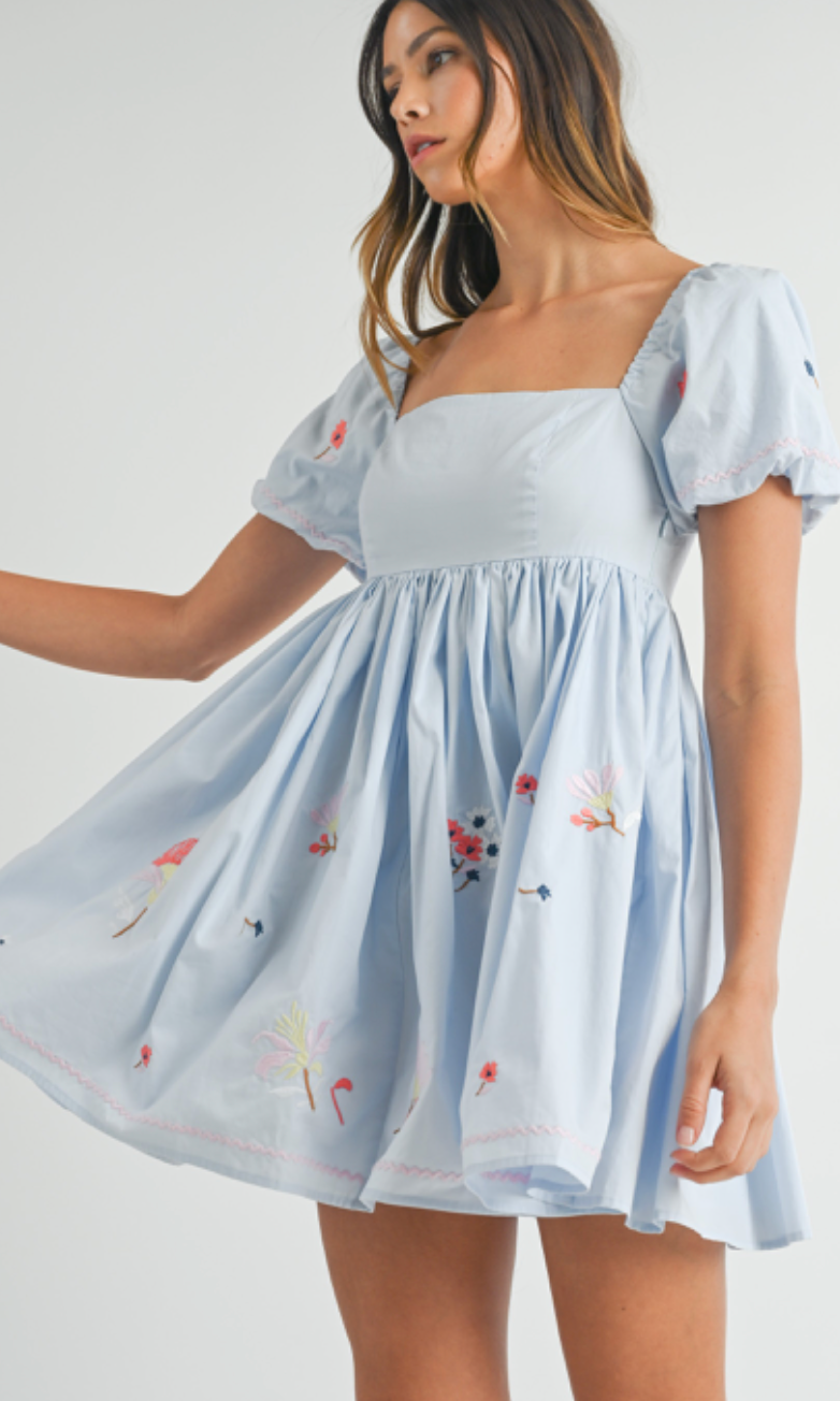 Brea Embroidered Babydoll Dress