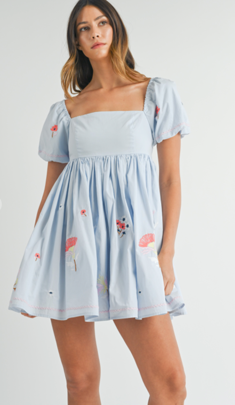 Brea Embroidered Babydoll Dress