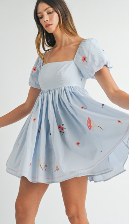 Brea Embroidered Babydoll Dress