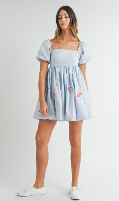 Brea Embroidered Babydoll Dress