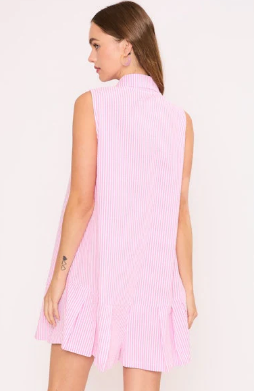 Dakota Pink Seersucker Romper