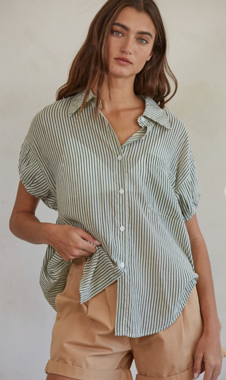 Be Mine Green Stripe Blouse