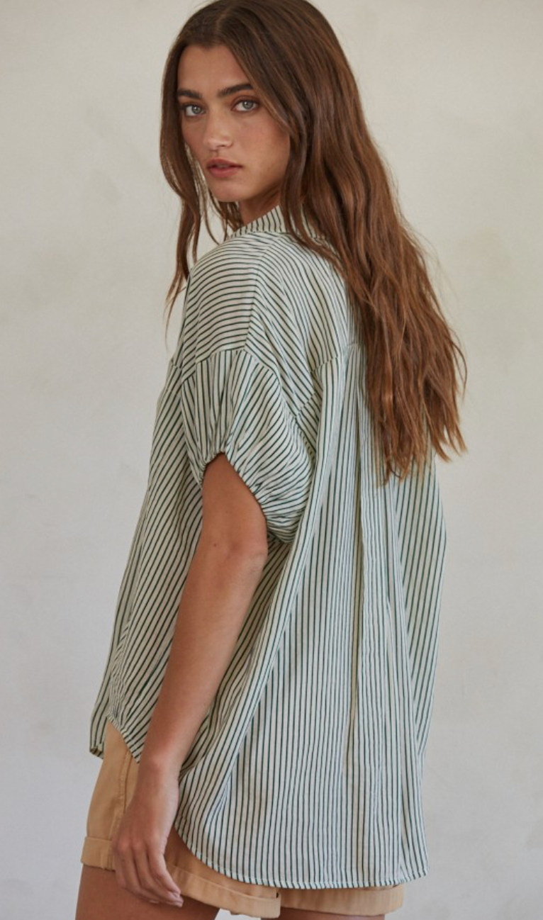 Be Mine Green Stripe Blouse