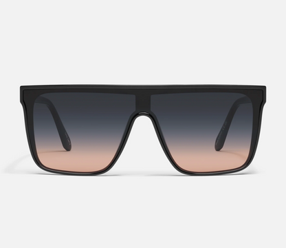 Nightfall Medium Quay Sunglasses - Black/ Black Fade to Coral