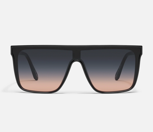 Nightfall Medium Quay Sunglasses - Black/ Black Fade to Coral