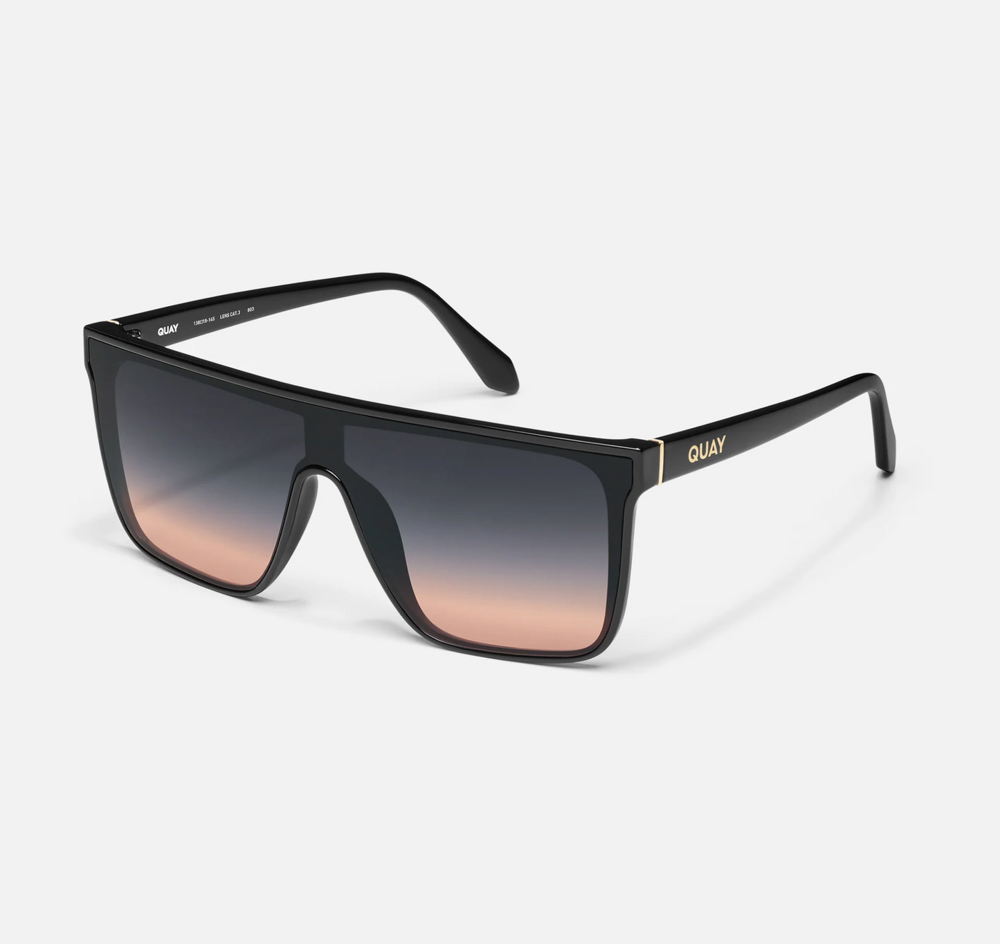 Nightfall Medium Quay Sunglasses - Black/ Black Fade to Coral