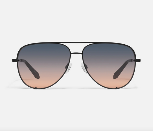 High Key Extra Large Quay Sunglasses - Black/ Smoke to Coral