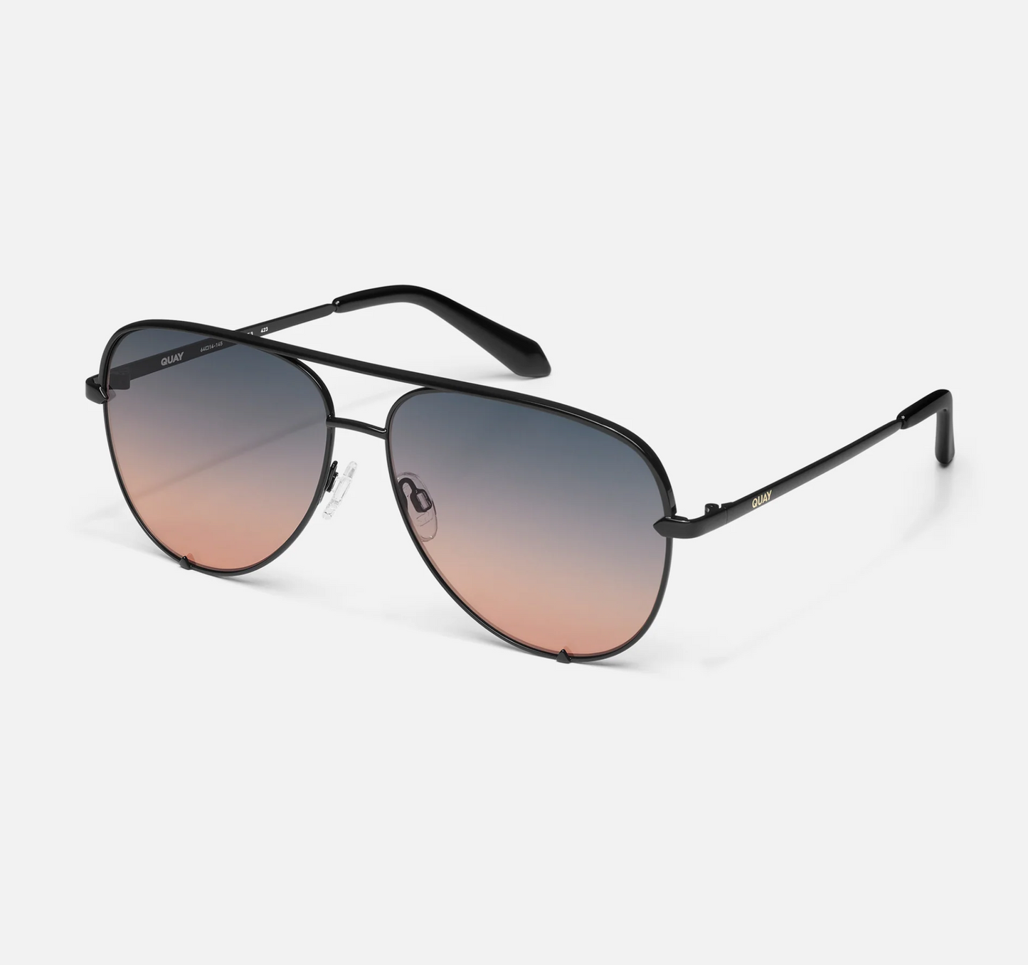 High Key Extra Large Quay Sunglasses - Black/ Smoke to Coral