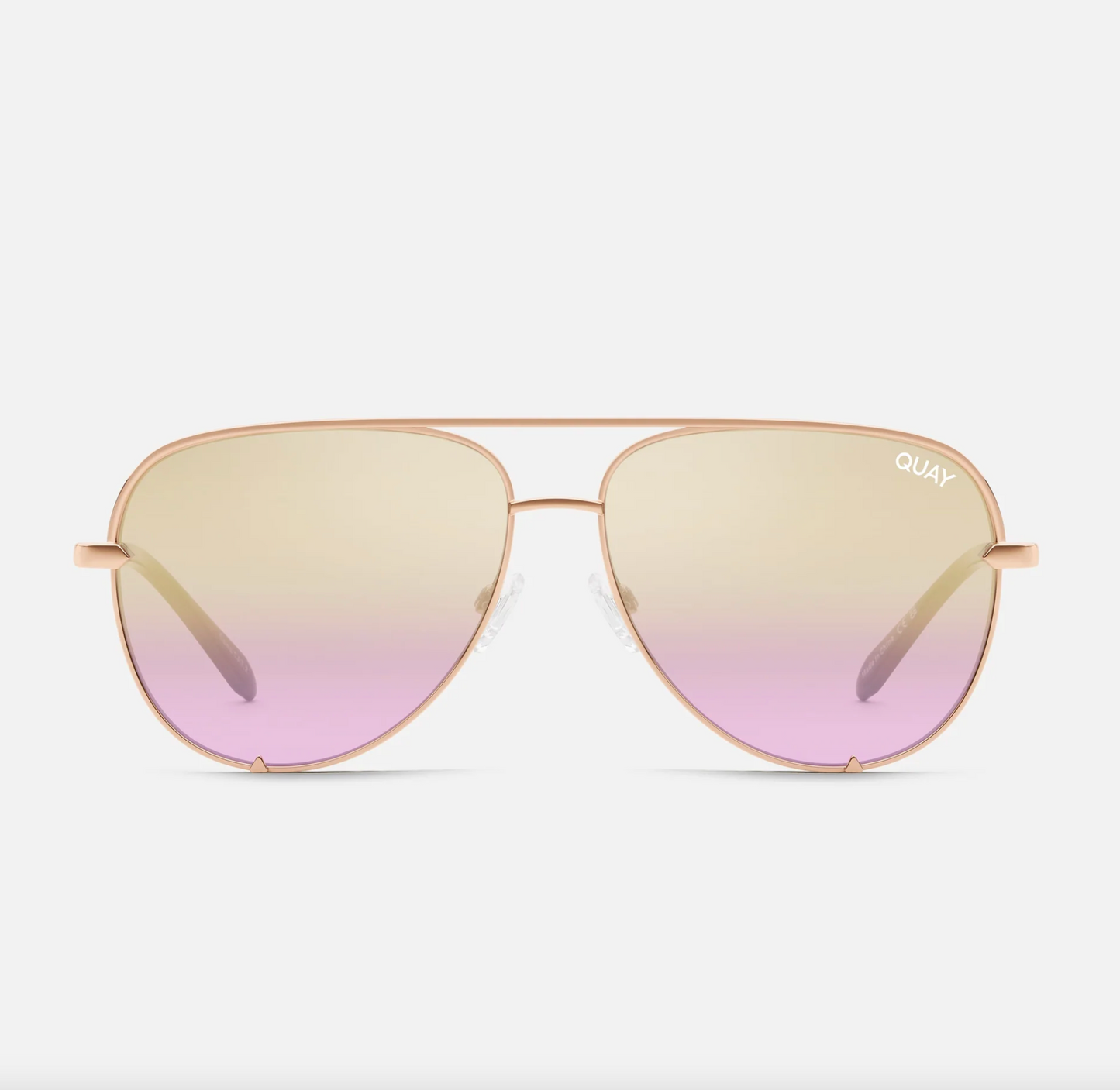 High Key Large Quay Sunglasses - Rose Gold/ Gold Lavender