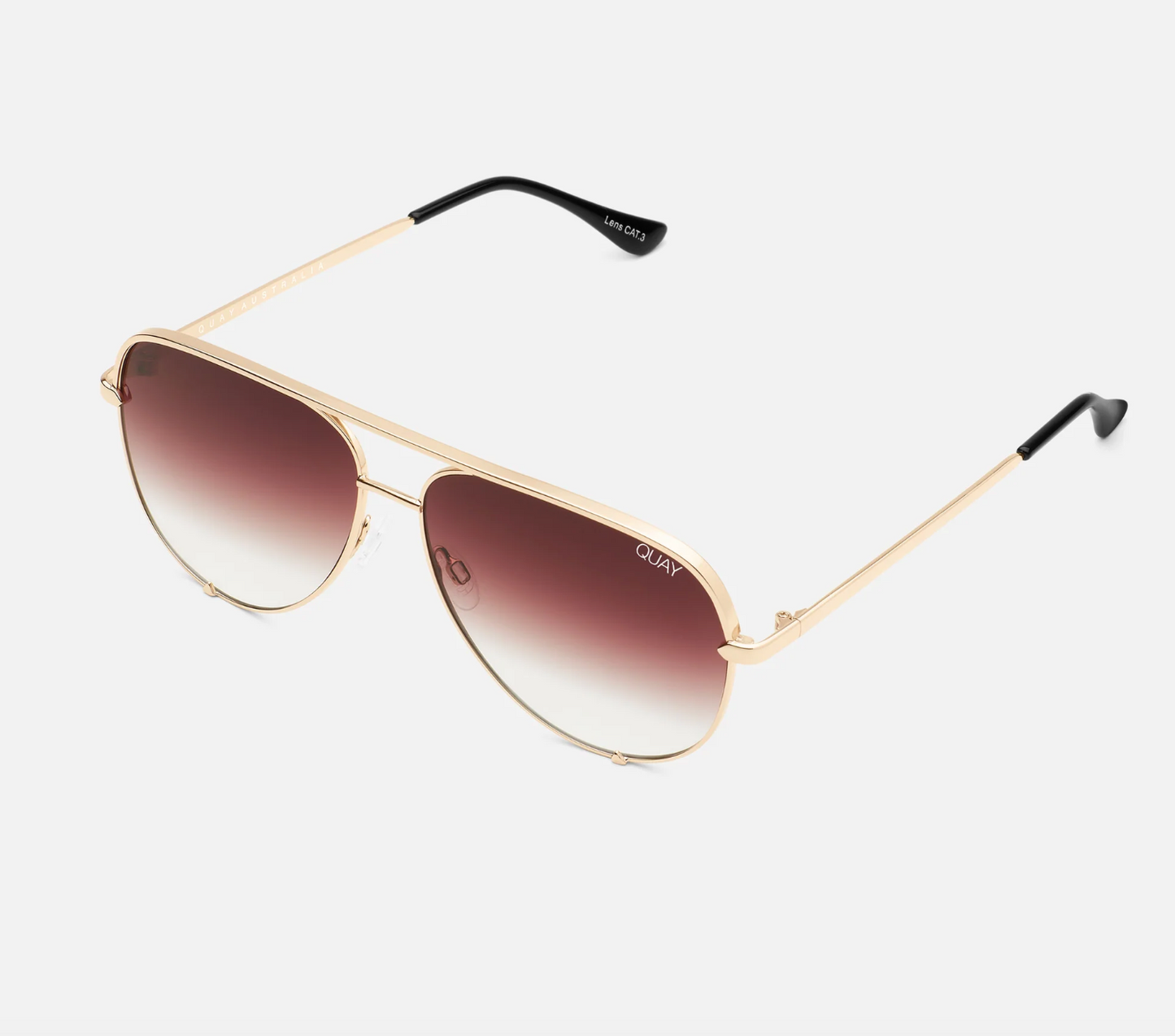 High Key Mini Quay Sunglasses - Gold/ Brown