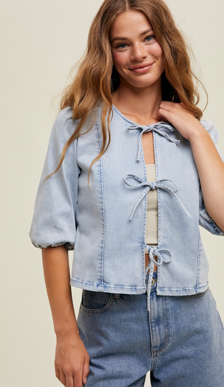 Light Denim Ties Top