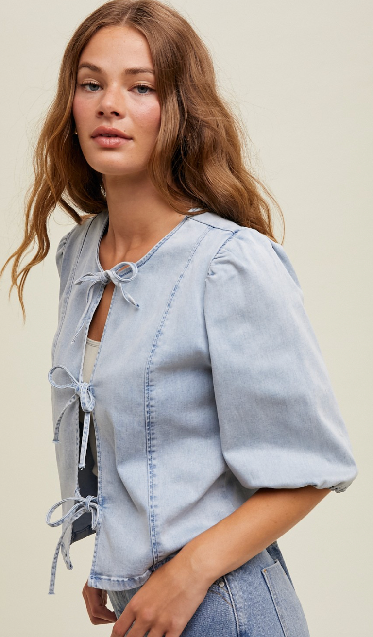 Light Denim Ties Top