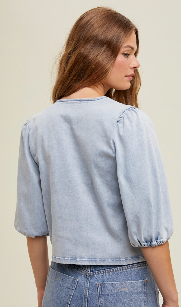 Light Denim Ties Top