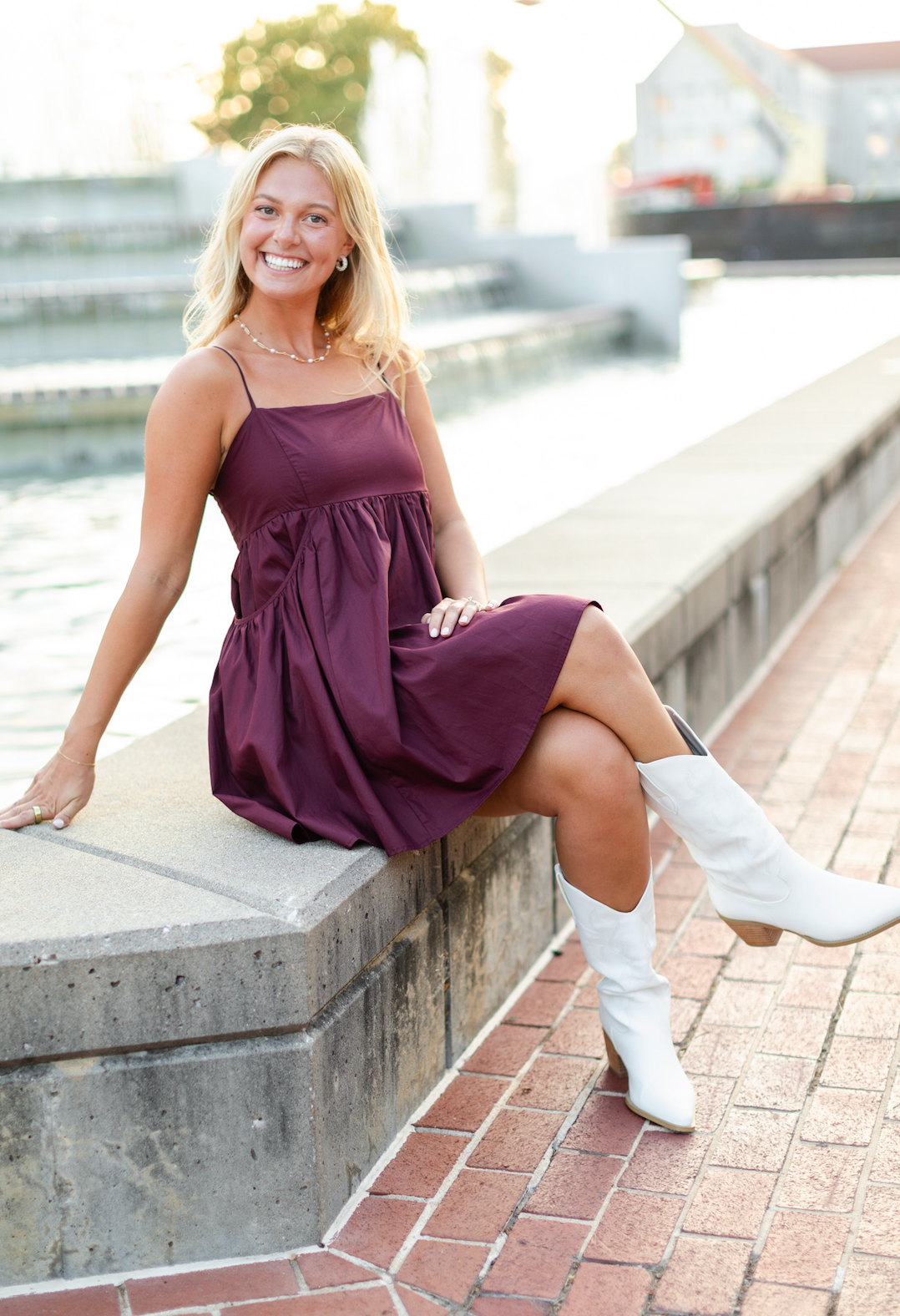 Maroon Poplin Dress w/ Pockets