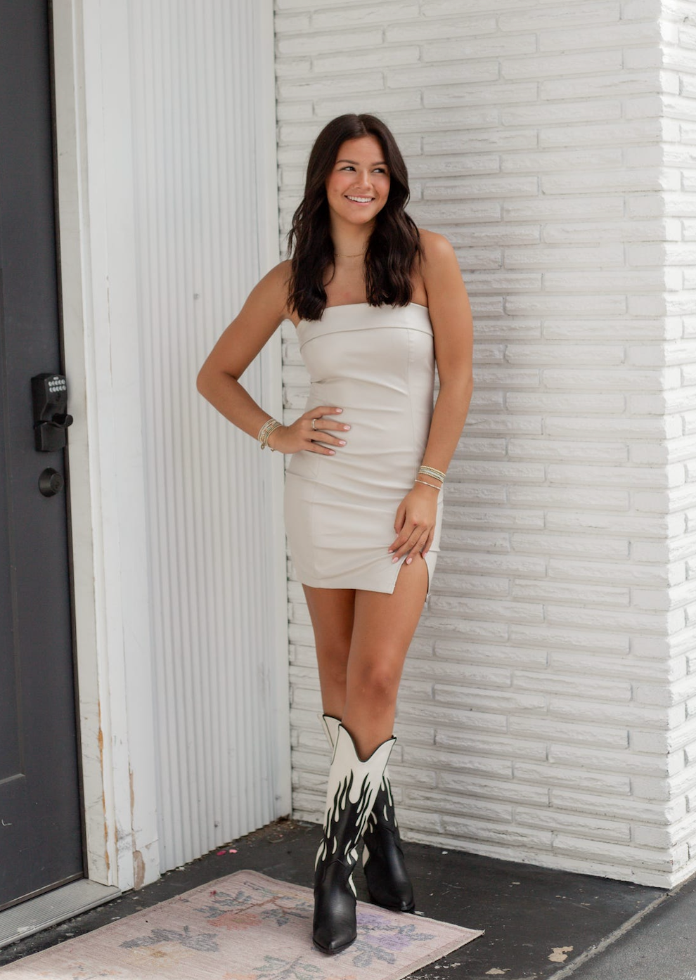 Strapless Bodycon Dress Taupe