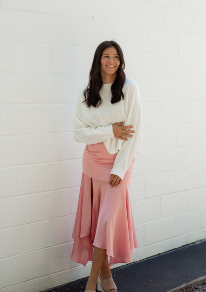 Pink Handkerchief Midi Skirt