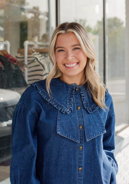 Janie Denim Collared Top