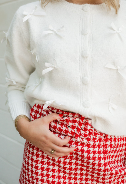 Red Houndstooth Mini Skirt