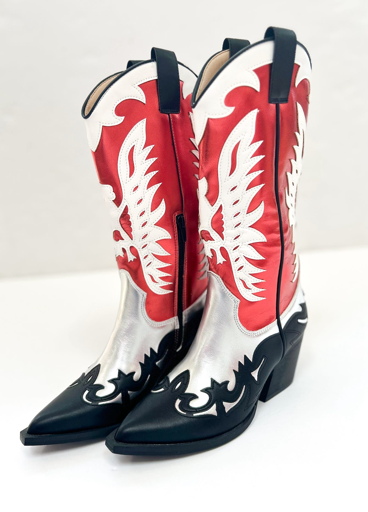 Idaly Red Metallic Cowboy Boots