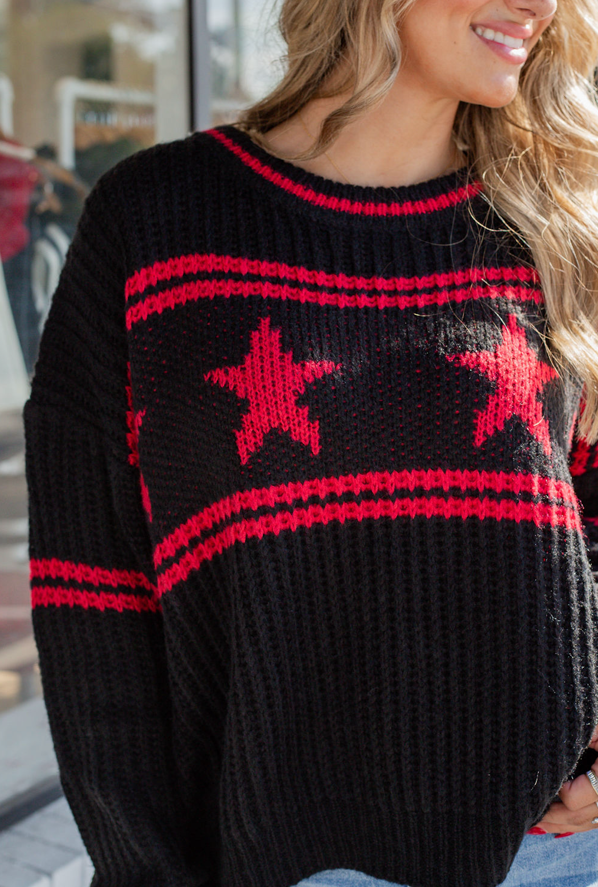 Red Star Black Sweater