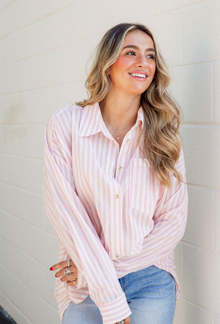 Pink Stripe Button Down Shirt