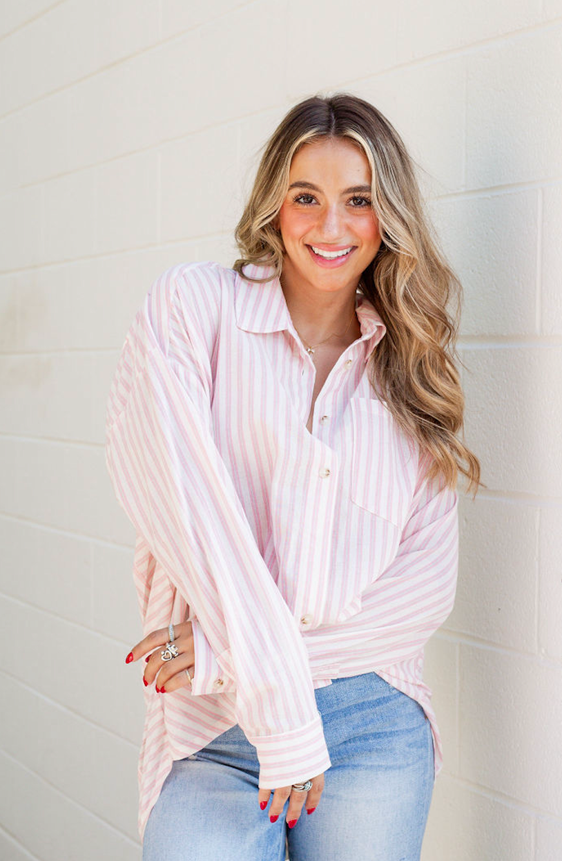 Pink Stripe Button Down Shirt