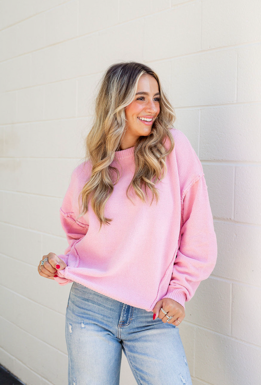 Oversized Knit Pullover Pink