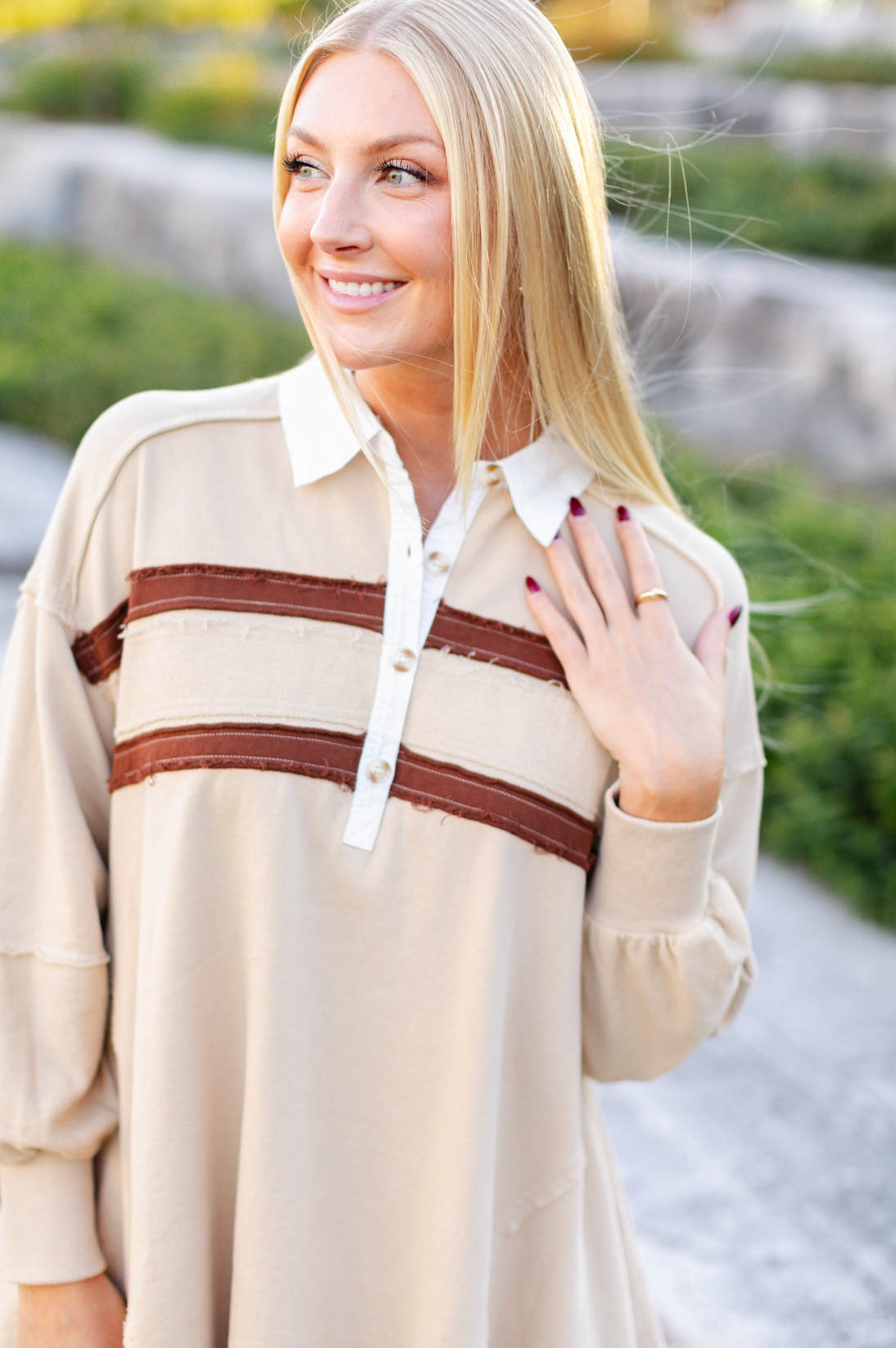 Slouchy Collared Polo Dress Taupe