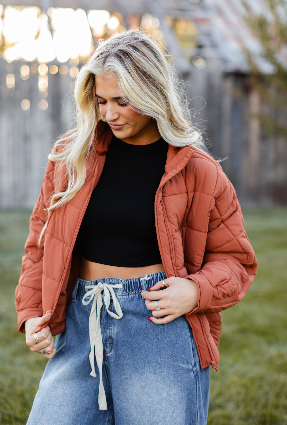 Brick Quilted Puffer Coat