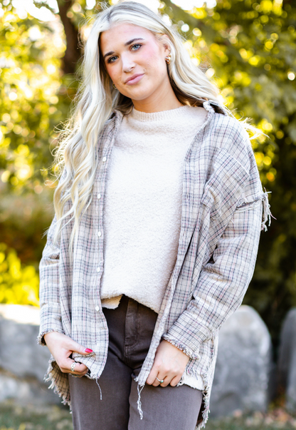 Plaid Distressed Flannel Shirt