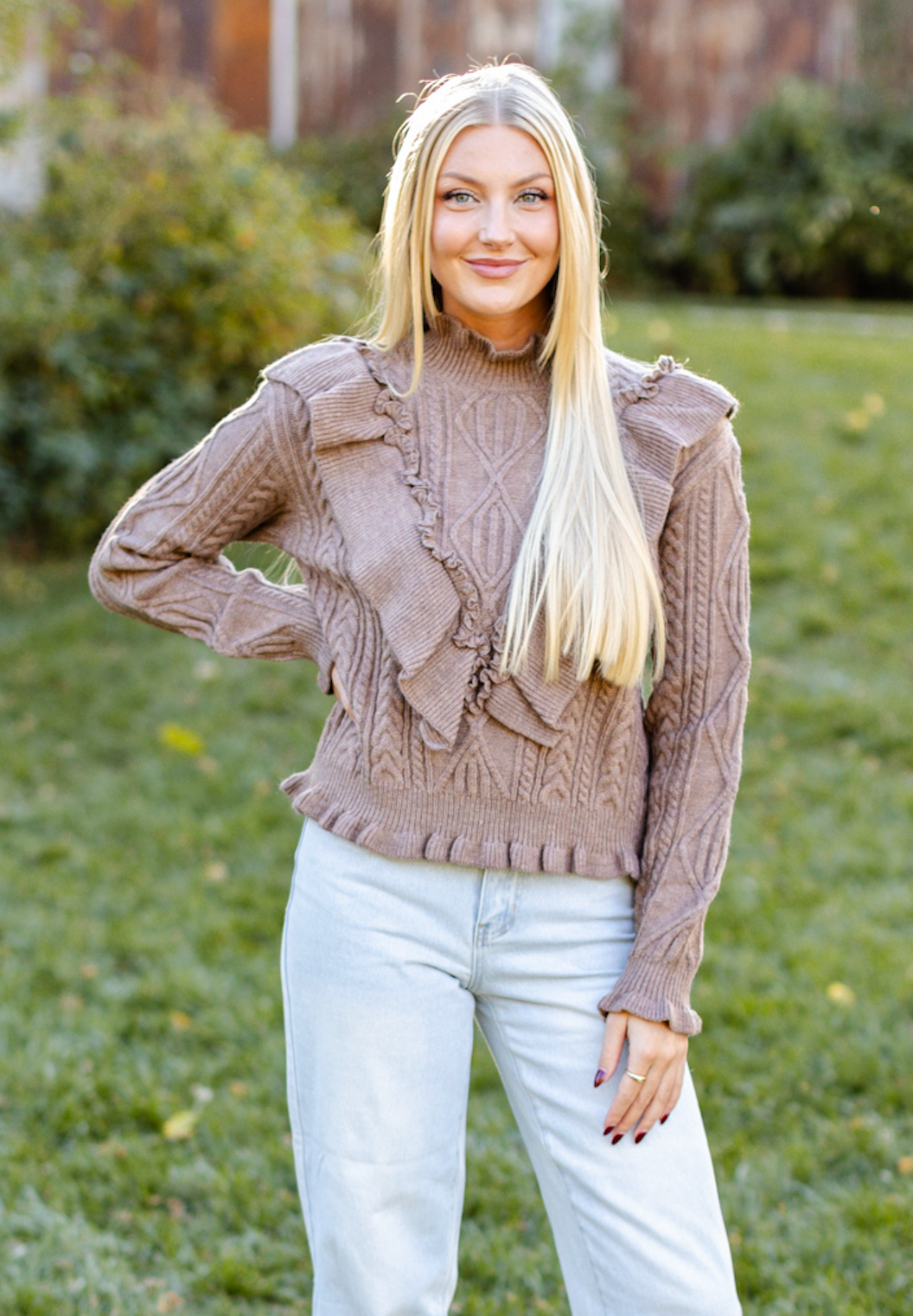 Bridget Ruffle Turtleneck Sweater