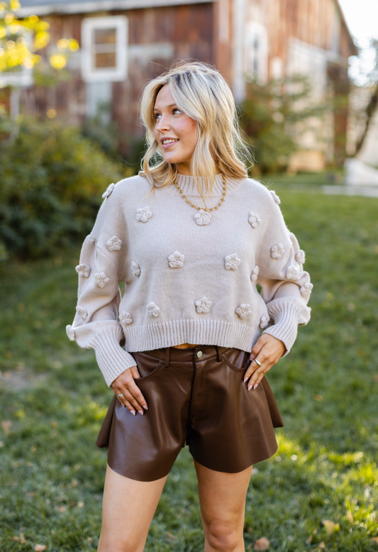 Taupe Flowers Sweater