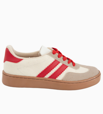 Miel Stripe Sneakers Cream/Red