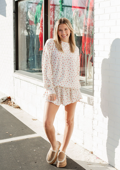 Floral Ribbed Top & Skirt Set of 2