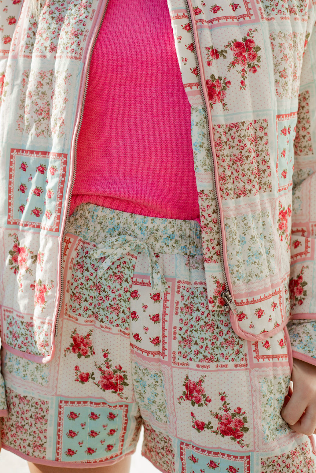 Patchwork Print Zip Up Jacket