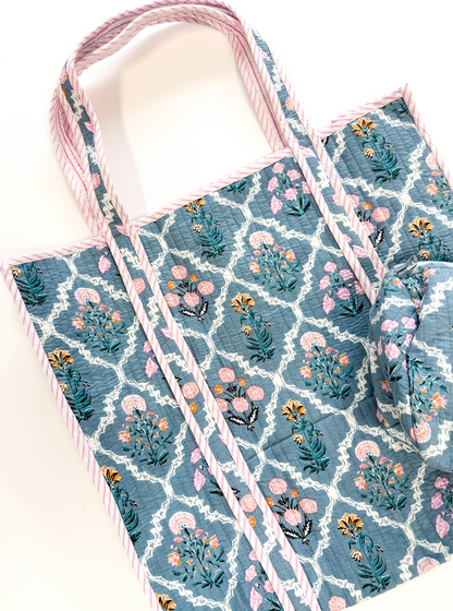 Quilted Wild Flowers Tote Bag