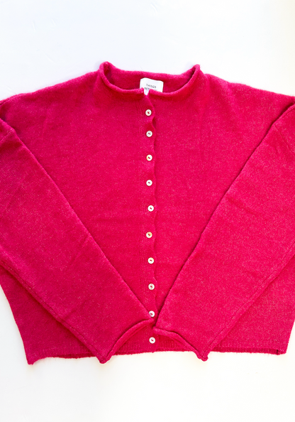 Button Down Cardi Fuchsia