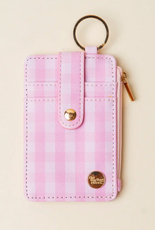 Pink Gingham Keychain Wallet