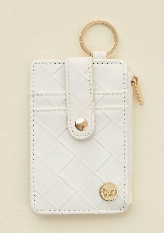 Woven Keychain Wallet White