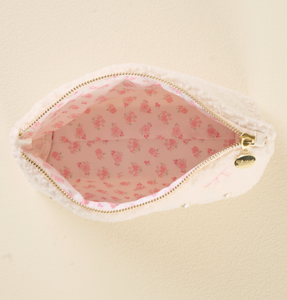 Teddy Pouch Bows Pink